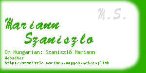 mariann szaniszlo business card